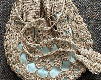 Antike häkeln Reticule Tasche oder Geldbörse
