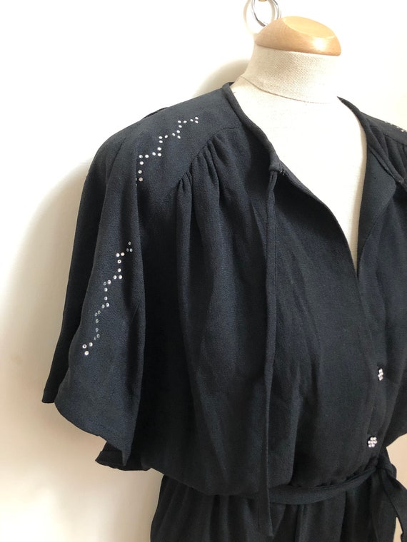 Vintage Designed By Aristos Black Dress Diamante,