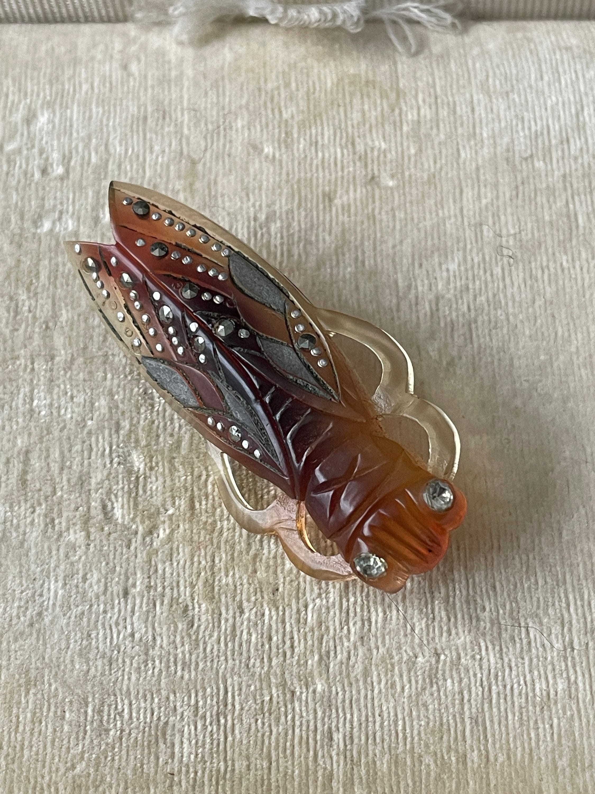 Broche ancienne en celluloïd art déco / Nouveau Europe Chine (shk218