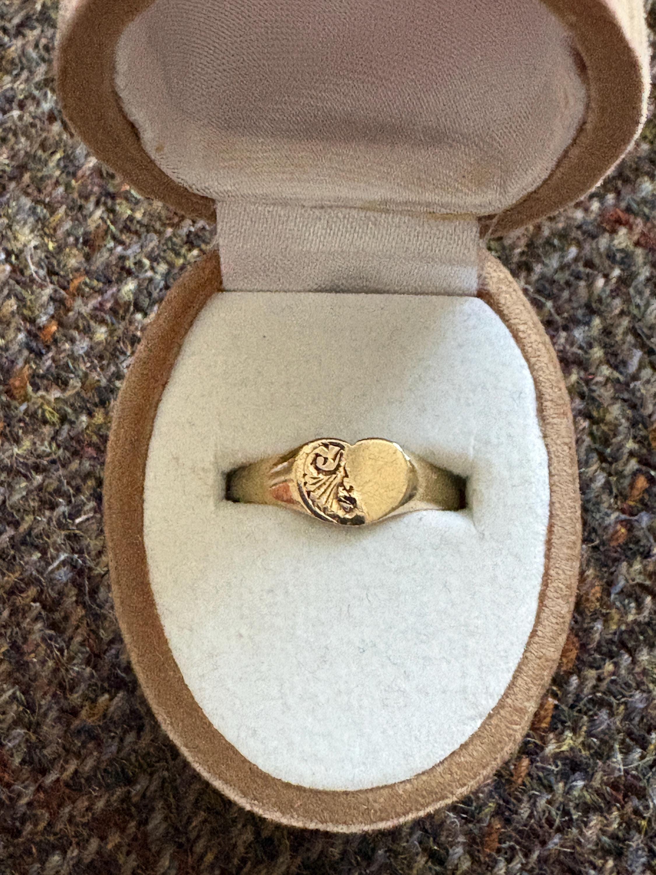 B”シグネットリング 10K GF 刻印 イニシャル ピンキー ゴールド