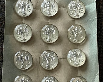 Vintage Reverse Carved, Glass, Silvered Lobster Buttons - Priced Per Button