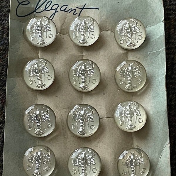 Vintage Reverse Carved, Glass, Silvered Scorpion Buttons - Priced Per Button