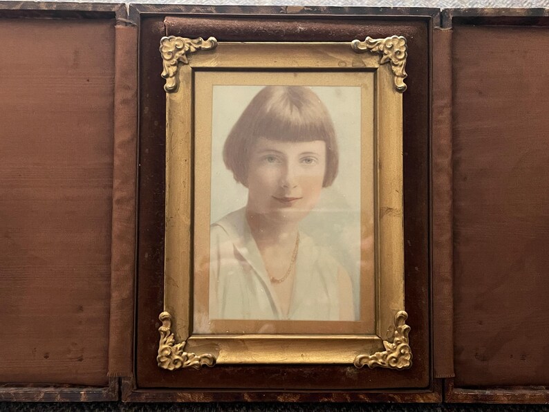 Art Deco Colourised Photo in a Frame Within a Case - Flapper Girl ...