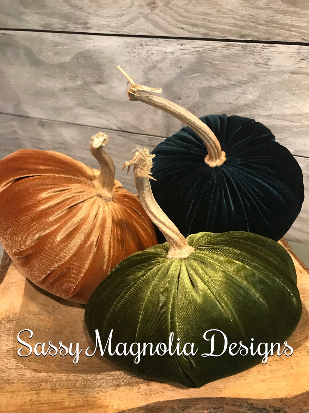 Set of 3 Large Velvet Fabric Pumpkins, Velvet Pumpkin, Pumpkin Decor, Velvet Decor, Rustic Decor
