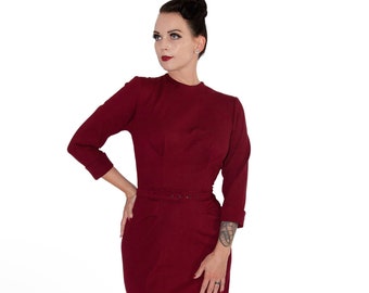 Meghan slim jersey dress in the style of the 50s