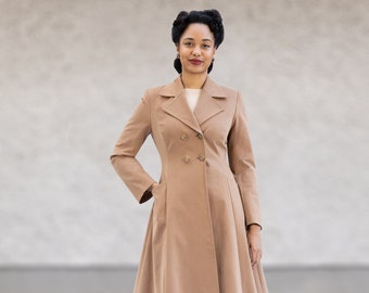 Manteau ajusté en coton à double boutonnage Tori