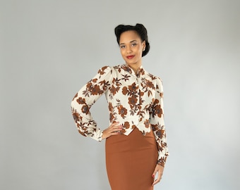 40s style long sleeve blouse