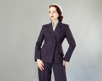 Zoey, 40s style double breasted costume jacket with lapel collar