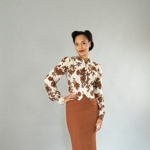 40s style long sleeve blouse