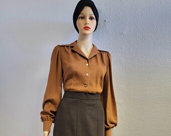 Ashley 40s style long sleeve blouse