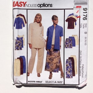 McCall&#39;s 9176, Women&#39;s Tunic, Top, Pants, Shorts, Skirt Pattern, Easy Pattern, Size 8 to 12, 12 to 16, or 16 to 20 Plus Size, Vintage Uncut