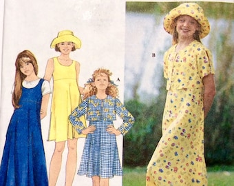 Simplicity 7225 Girl's Jacket, Dress or Jumper and Hat Pattern, Size 12, 14, Uncut Vintage Pattern