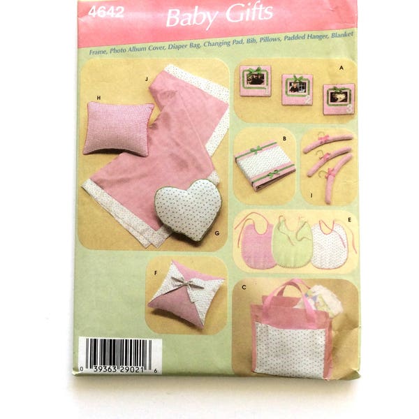 Simplicity 4642, Baby Gifts Pattern, Diaper Bag, Changing Pad, Bib, Pillows, Padded Hangers, Blanket, Photo Album Cover, Uncut Pattern