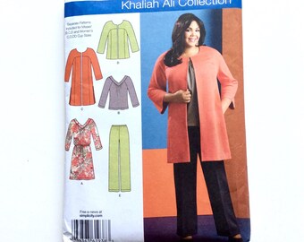 Simplicity 1938, Women's Knit Dress or Top, Pants, Coat, Jacket Pattern, Khaliah Ali Collection, Size 20W-28W, Plus Size, Uncut Pattern