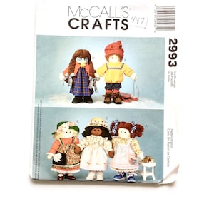 McCall&#39;s 2993 22 Inch Dolls Pattern, Girl and Boy Doll, Hair and Clothing Variations, Uncut