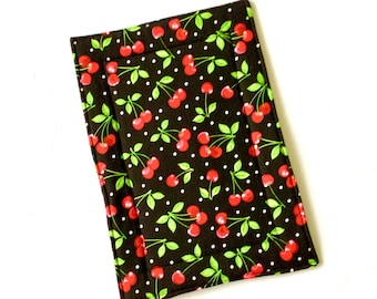 Cherries and Polka Dots Casserole Hot Pad, Black, White, Red and Green 9 x 13 Reversible Quilted Trivet