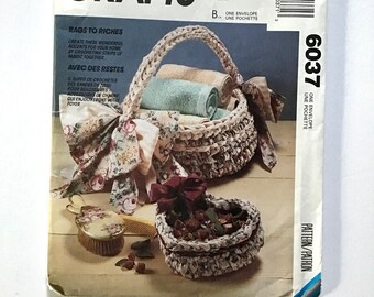 McCall’s 6037 / P382 / 768 Pattern for Fabric Baskets, Placemat, Napkins, Napkin Rings, Chair Pad, Rug, Vintage Uncut