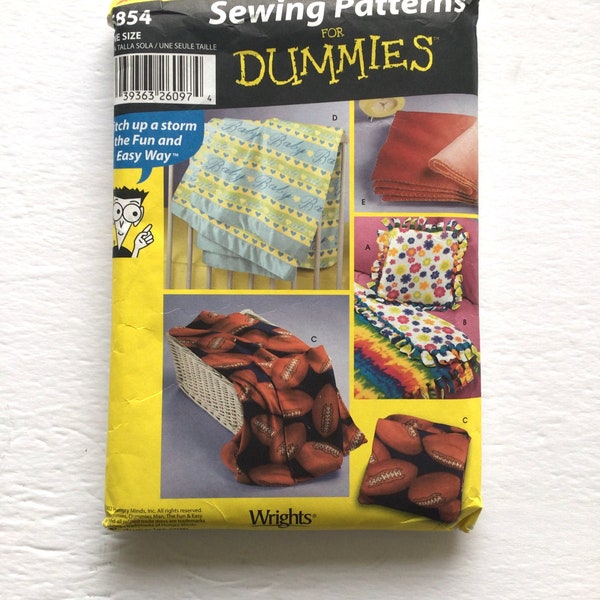 Simplicity 5854 Fleece Blankets and Throws Pattern, Pillow in a Throw, Sewing for Dummies, Uncut Pattern