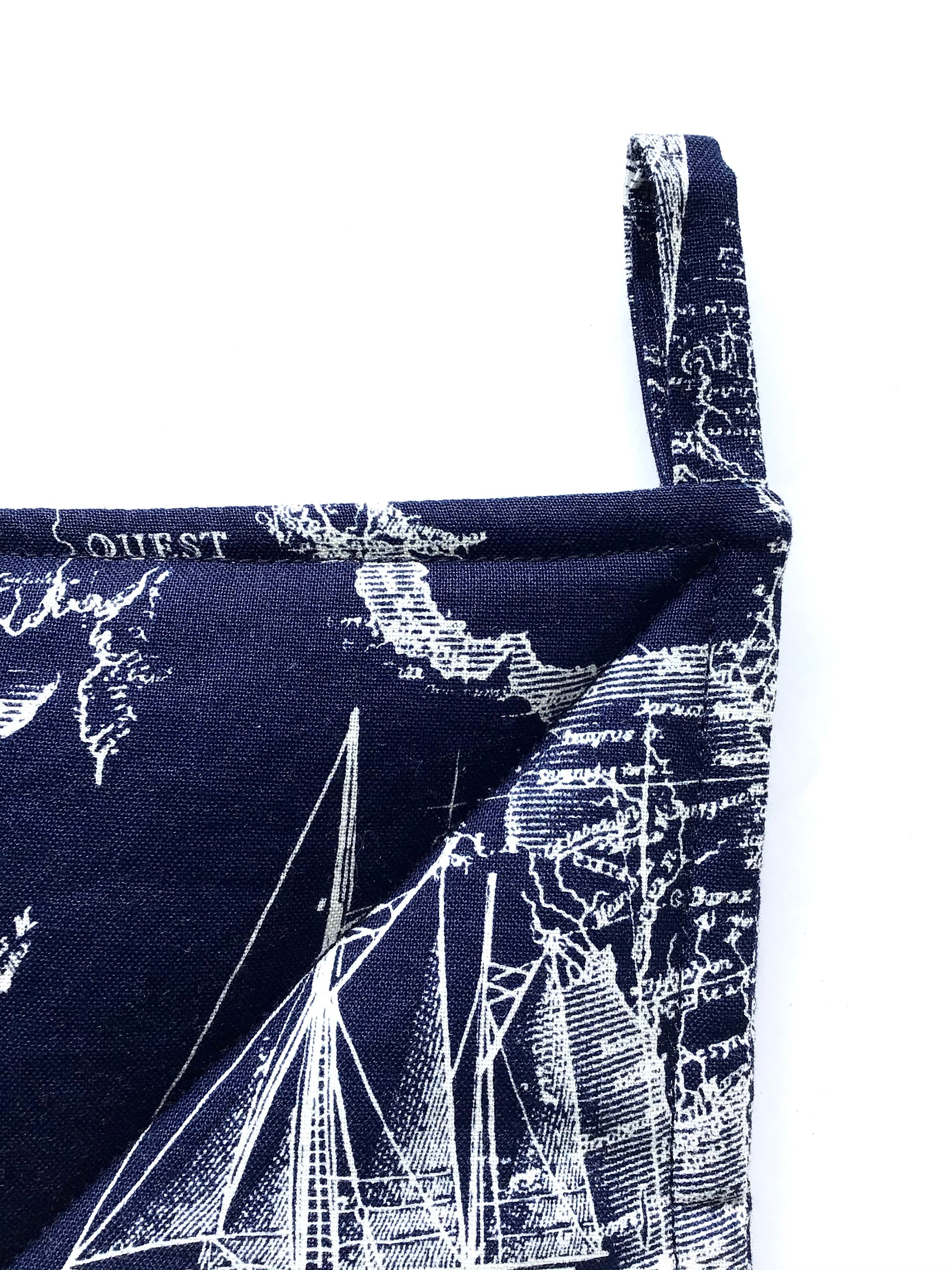 Navy Blue Nautical Potholder Set Ships Anchors Ocean Maps Etsy
