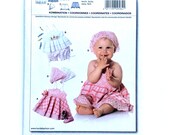 Burda 9584 Baby Clothes Pattern, Dress, Top, Hat, 6mo-3, Uncut
