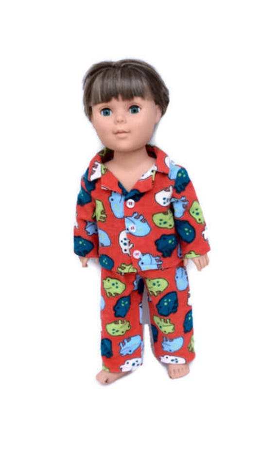 Boy Doll Pajamas Frog Pajamas Red Flannel Doll Pajamas Etsy