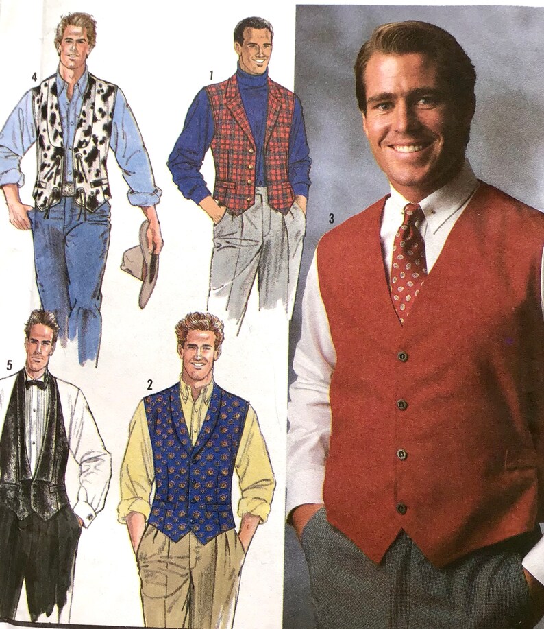 Simplicity 7018 Men's Vest Pattern Size 38-48 Vintage - Etsy
