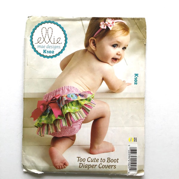 Ellie Mae Designs, Kwik Sew K102, Infants' Diaper Covers Pattern, Ruffled or Appliquéd, Size NB - 18 months, Uncut Pattern