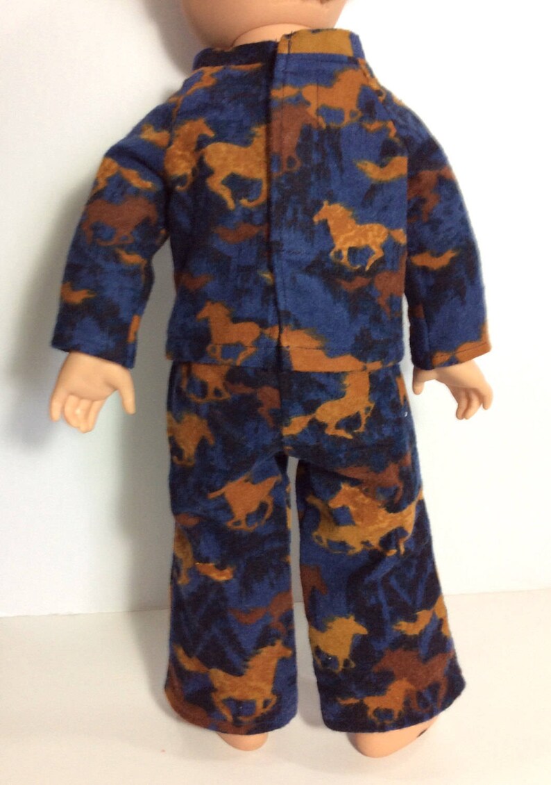 Horse Pajamas for 18 Inch Boy Dolls Blue and Brown Flannel Etsy