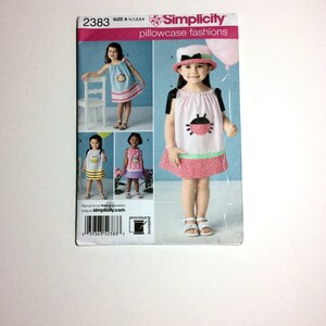 Simplicity 2383, Infants&#39; Toddlers&#39; Pillowcase Dress and Hat Pattern, Size A 1/2-4, Uncut