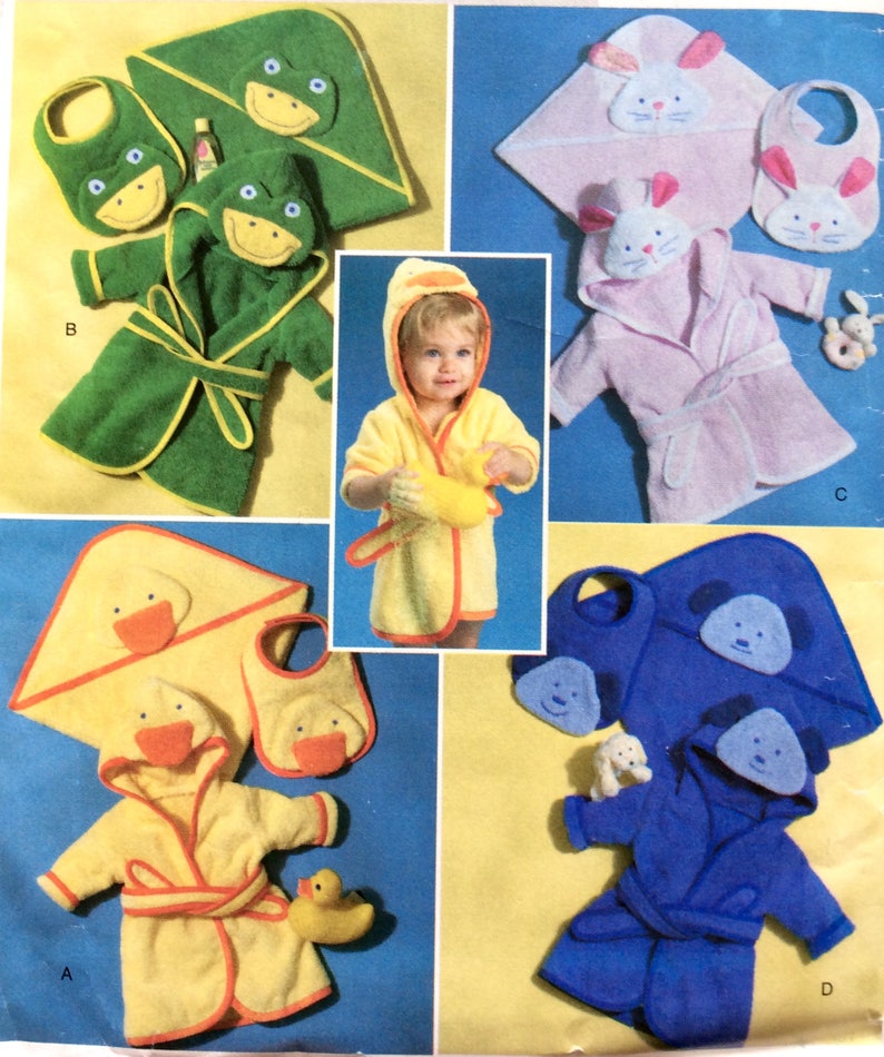 Butterick P407 Infants' Robe Towel Bib Pattern Baby Etsy