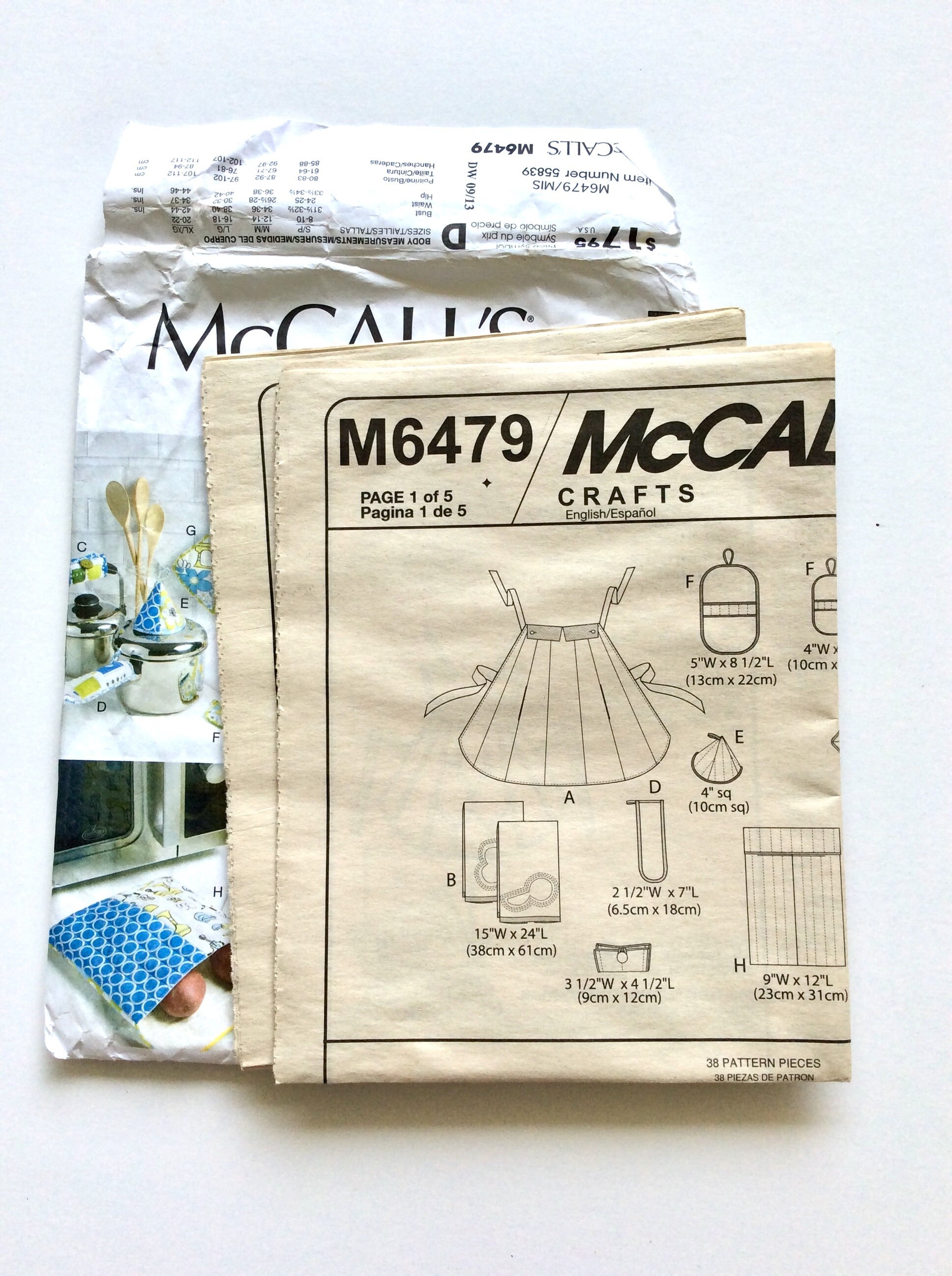 Mccall's M6479 Pattern for Apron, Kitchen Towel, Potholders, Microwave ...