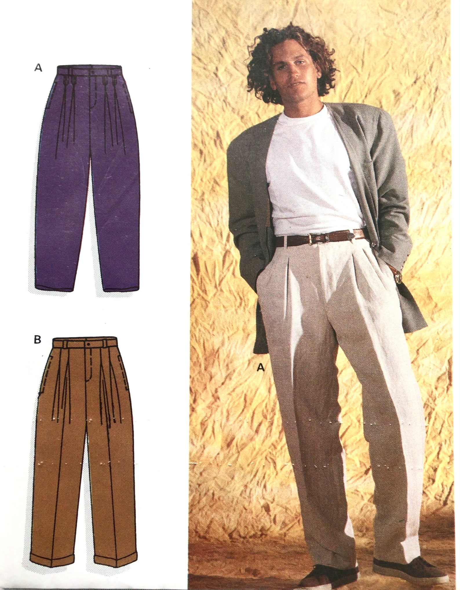 Burda 4823 Mens Pants Pattern Pleated Dress Pants With It Etsy
