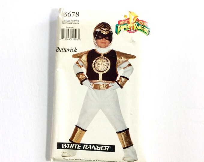 Butterick 3678 Power Ranger Costume Pattern White Ranger Etsy