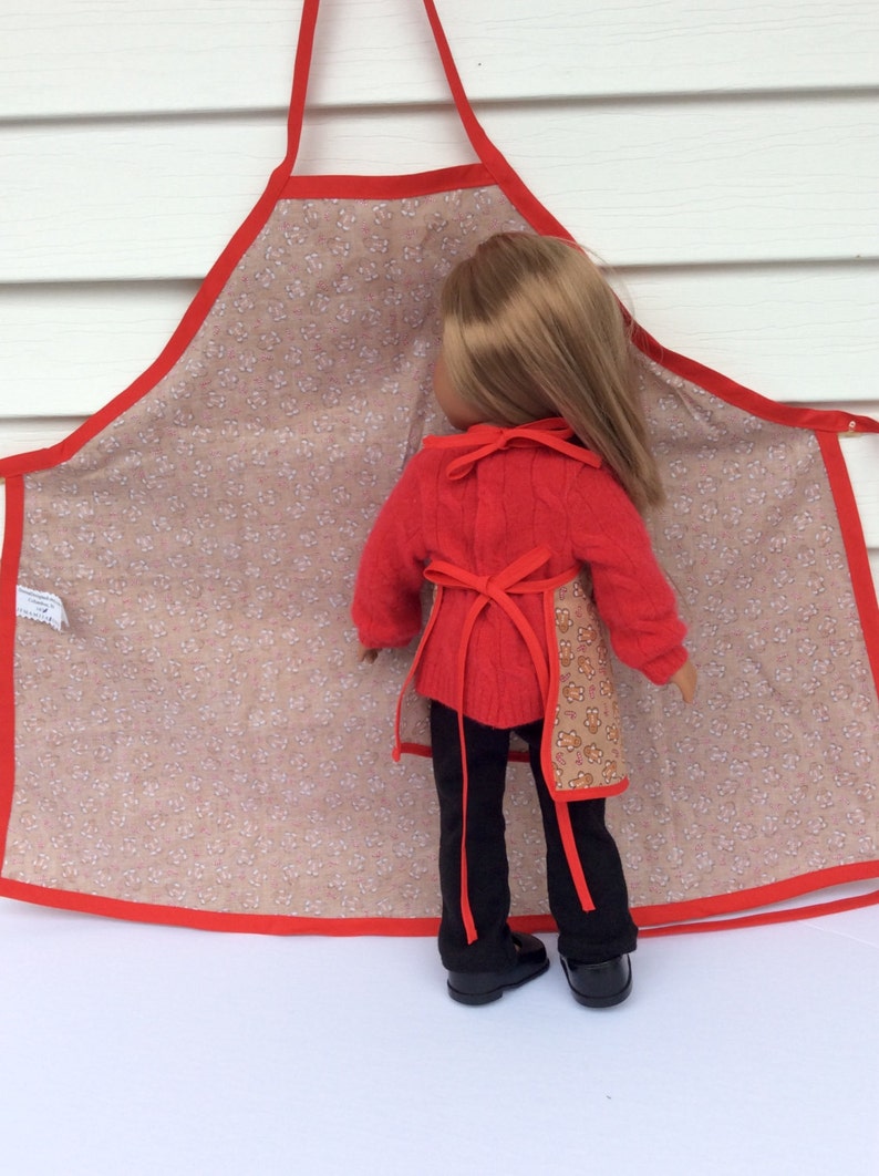 Matching Gingerbread Man Aprons for 18 Inch Doll and Her Girl