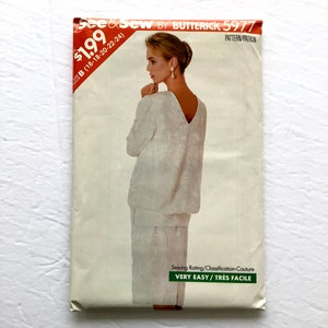 See & Sew Butterick 5977 Womens Top and Skirt Pattern, Plus Size 16, 18, 20, 22, 24 Vintage Uncut Pattern image 1