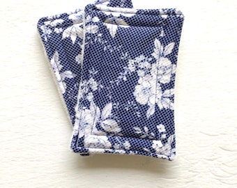 Reusable Fabric Sponges, Porcelain Blue Floral Cotton Unsponge Set of Two