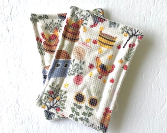 Barnyard Chicken Fabric Sponges, Reusable  Unsponge, Set of Two