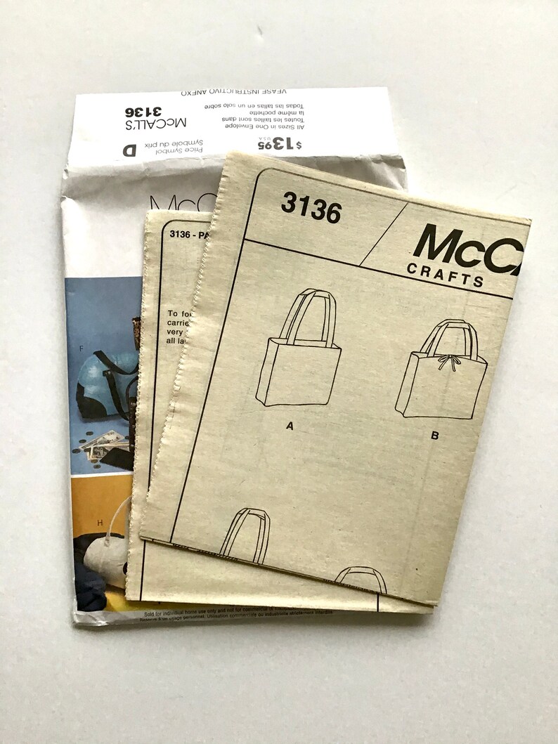 Mccall's 3136 Tote Bag Duffel Bag Purse Pattern Bucket Etsy