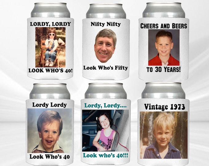 12 Personalized Economy Can Cozy's, Custom Photo Printed Insulated Can Cozy Beverage Cooler For Birthday Bachelorette Party Best Party Favor