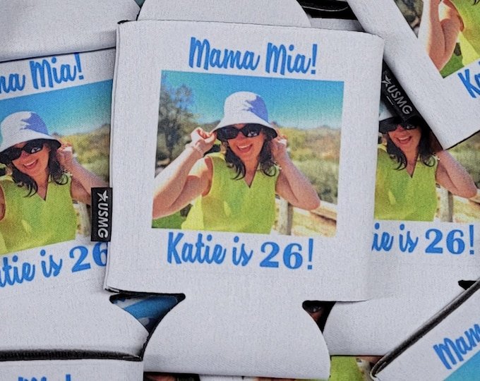 Set of 24  Birthday Party can coolers, Photo Can Coolers Personalized With your picture and wording.