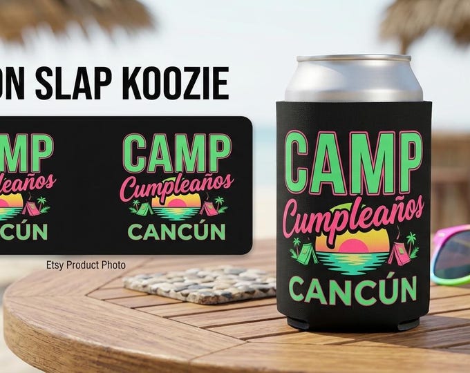Custom Business Logo Slap Wrap Can Cooler: Fits Cans, Bottles, Slim Cans