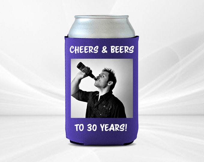 personalized can Hugger Cozy, 30th Birthday, 40th Birthday, best quality can Hugger with custom picture.