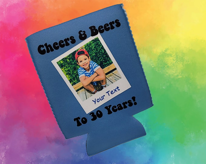 Personalized Polaroid photo can Cozy, 30th Birthday, 40th Birthday, best quality can Hugger with custom picture