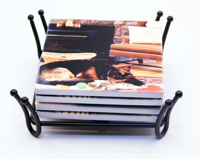 Set of 4 Custom Sandstone Coasters your picture or photo. Great for pictures of pets