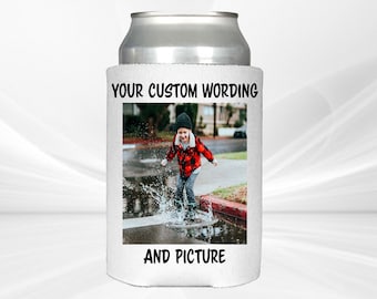 24  Birthday personalized Can Insulators with your Picture or photo. Beer hugger Great for Birthday parties or Gift.