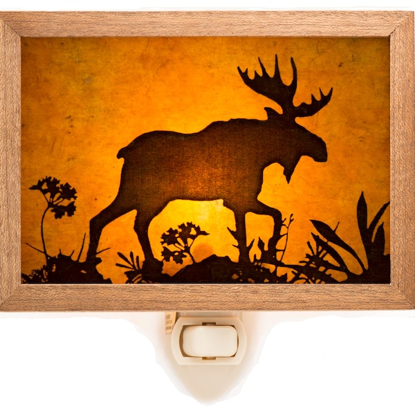 Wandering Moose - Handmade Mica Night Light - Soft Glow Plug-in Lighting For Home Whimsical