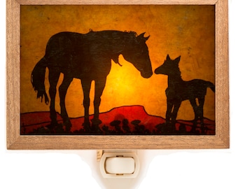 Mare And Foal - Luce Notturna Bagliore Morbido - Cavalli