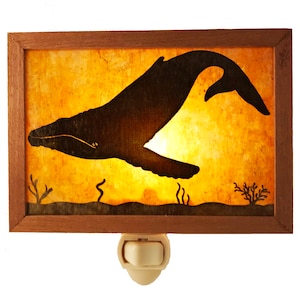 Whale - Mica Night Light - Handmade - Whimsical Lighting - Animals - Sea Creatures - Ocean