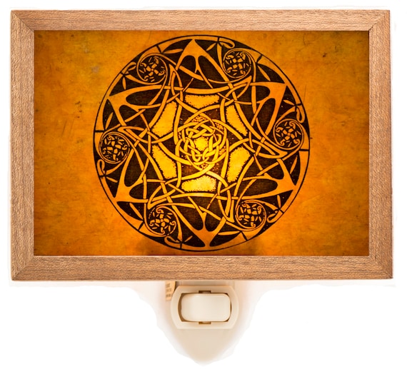 Celtic Mandala Night Light - Handmade Lighting Decor - Plug In Lamp