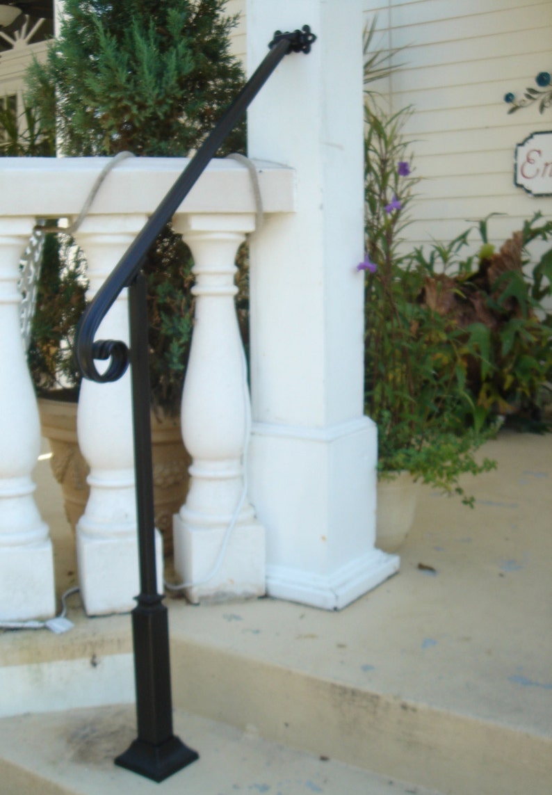 6 Ft Wrought Iron Handrail Stair Step Railing with Wall/Post Etsy